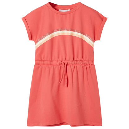 Kids' Dress with Drawstring Coral 104