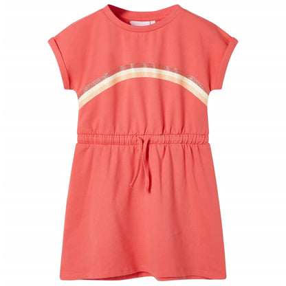 Kids' Dress with Drawstring Coral 116