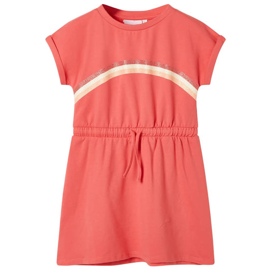 Kids' Dress with Drawstring Coral 128