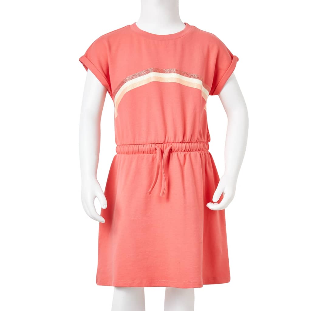 Kids' Dress with Drawstring Coral 128