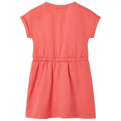 Kids' Dress with Drawstring Coral 140