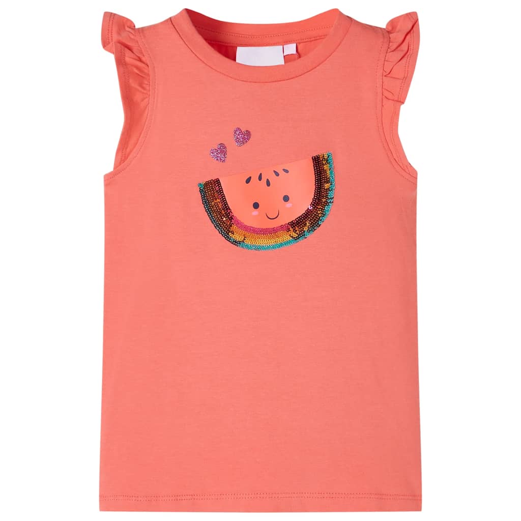 Kids' T-shirt with Ruffle Sleeves Coral 92