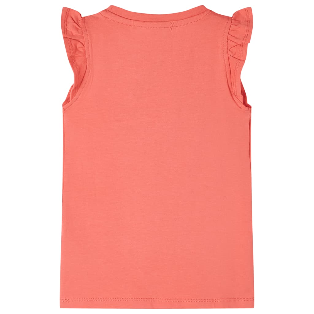 Kids' T-shirt with Ruffle Sleeves Coral 92