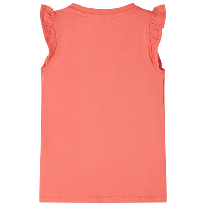 Kids' T-shirt with Ruffle Sleeves Coral 92