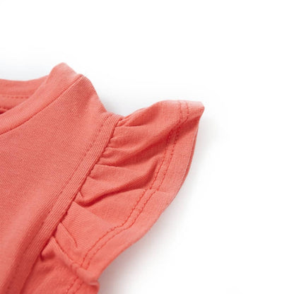 Kids' T-shirt with Ruffle Sleeves Coral 92