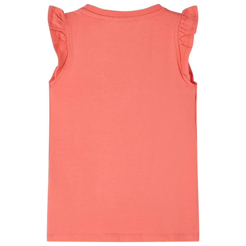 Kids' T-shirt with Ruffle Sleeves Coral 104