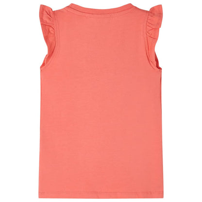 Kids' T-shirt with Ruffle Sleeves Coral 104