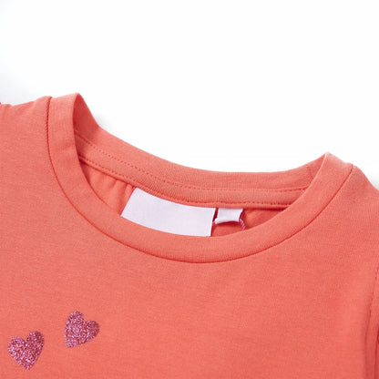 Kids' T-shirt with Ruffle Sleeves Coral 116