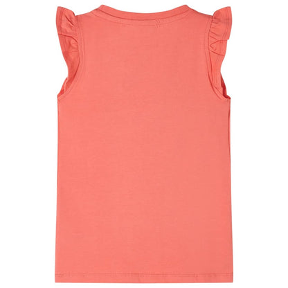 Kids' T-shirt with Ruffle Sleeves Coral 140