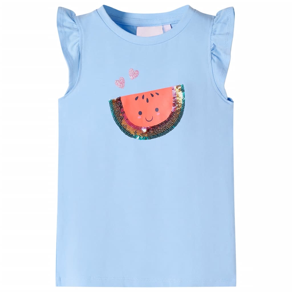 Kids' T-shirt with Ruffle Sleeves Light Blue 92