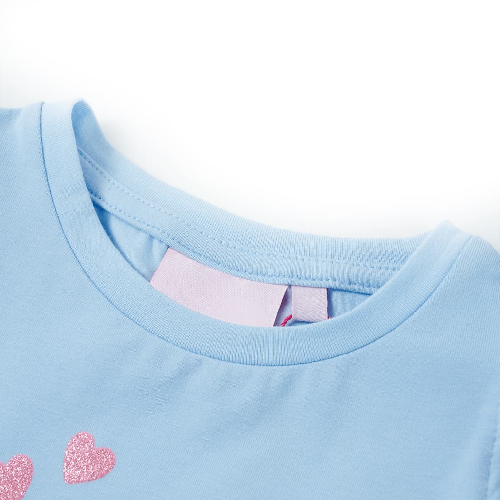 Kids' T-shirt with Ruffle Sleeves Light Blue 92