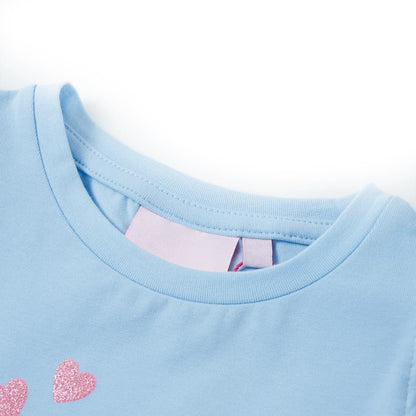 Kids' T-shirt with Ruffle Sleeves Light Blue 92