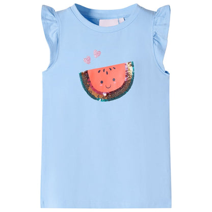 Kids' T-shirt with Ruffle Sleeves Light Blue 104