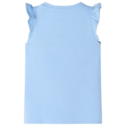 Kids' T-shirt with Ruffle Sleeves Light Blue 128