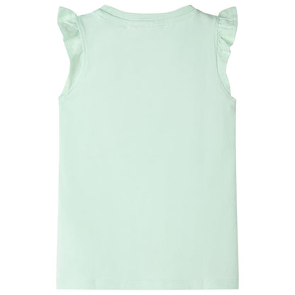 Kids' T-shirt with Ruffle Sleeves Soft Green 92