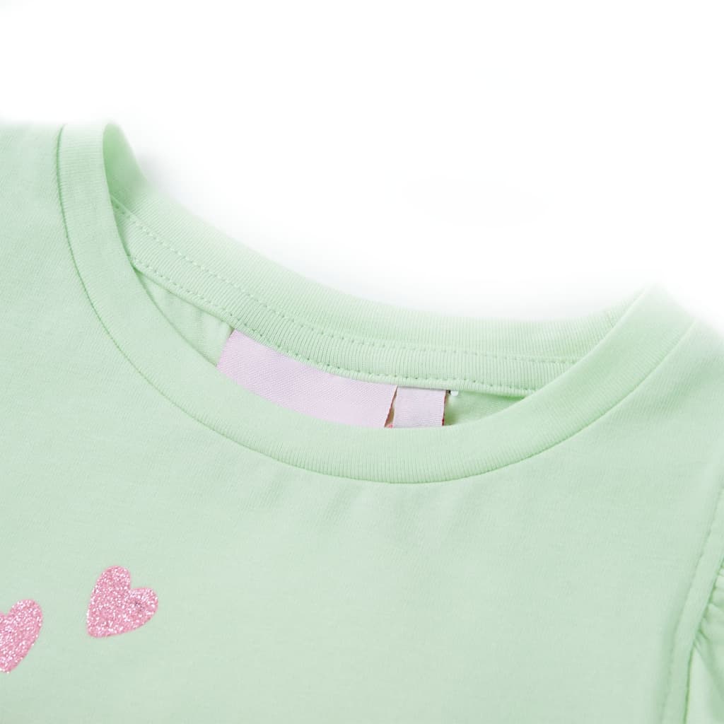 Kids' T-shirt with Ruffle Sleeves Soft Green 92