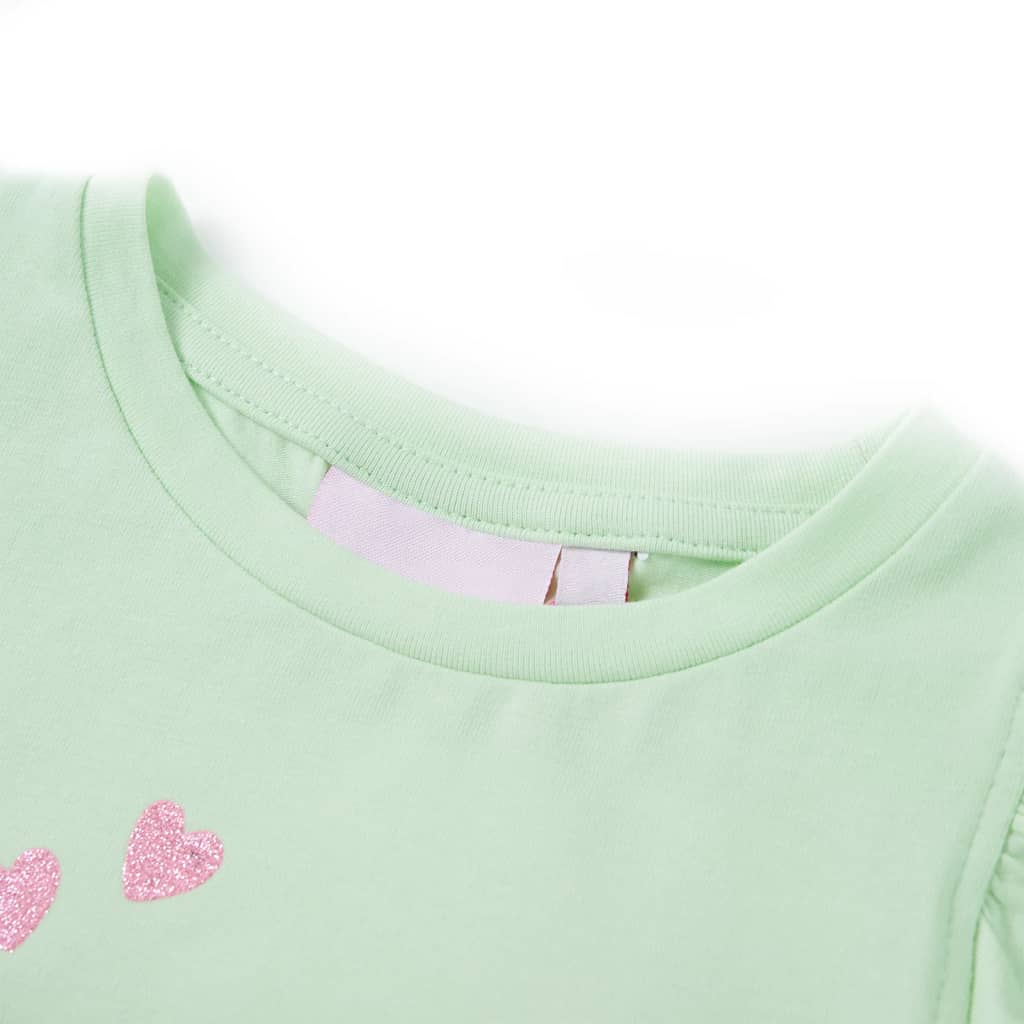 Kids' T-shirt with Ruffle Sleeves Soft Green 104