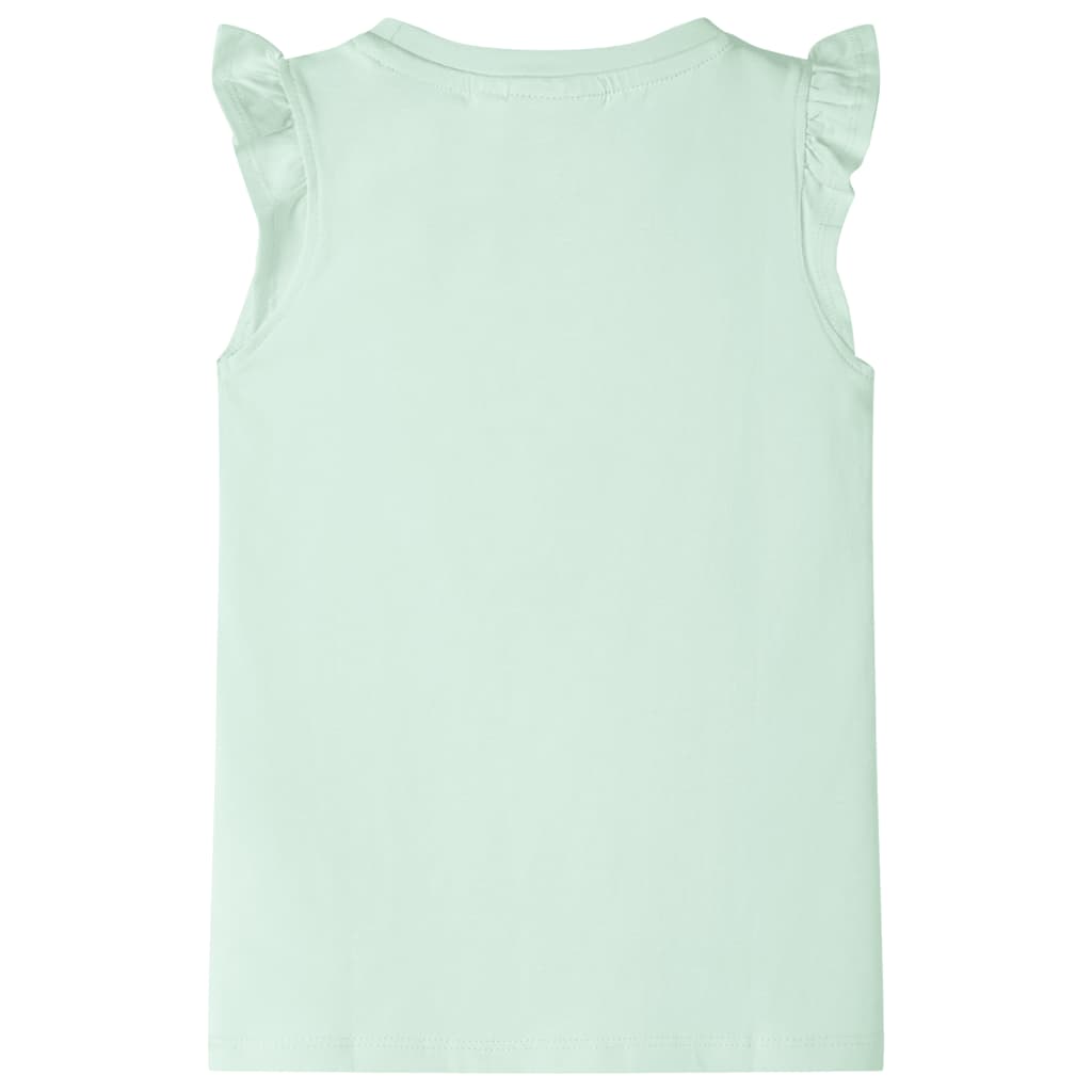 Kids' T-shirt with Ruffle Sleeves Soft Green 116