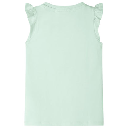 Kids' T-shirt with Ruffle Sleeves Soft Green 116