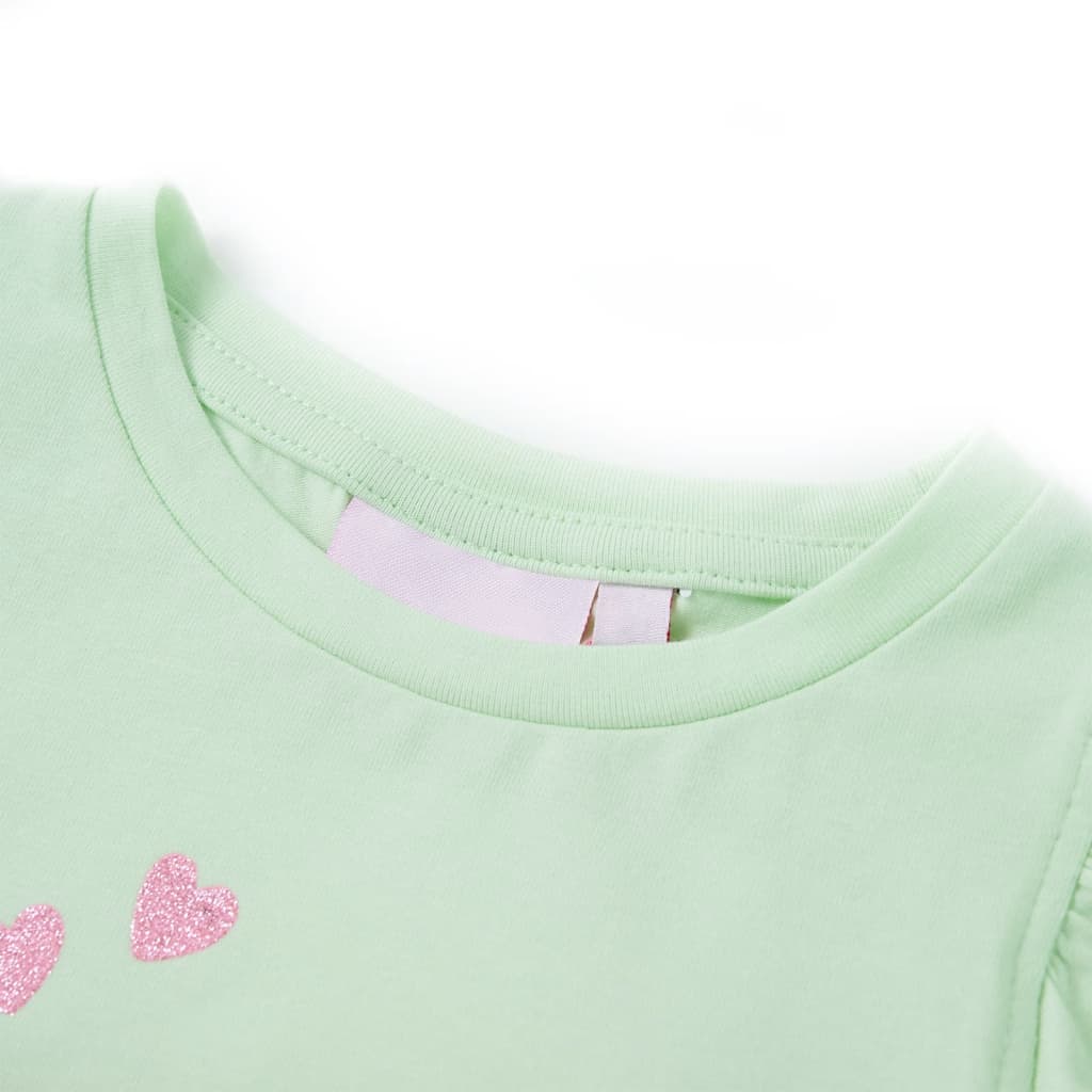 Kids' T-shirt with Ruffle Sleeves Soft Green 116