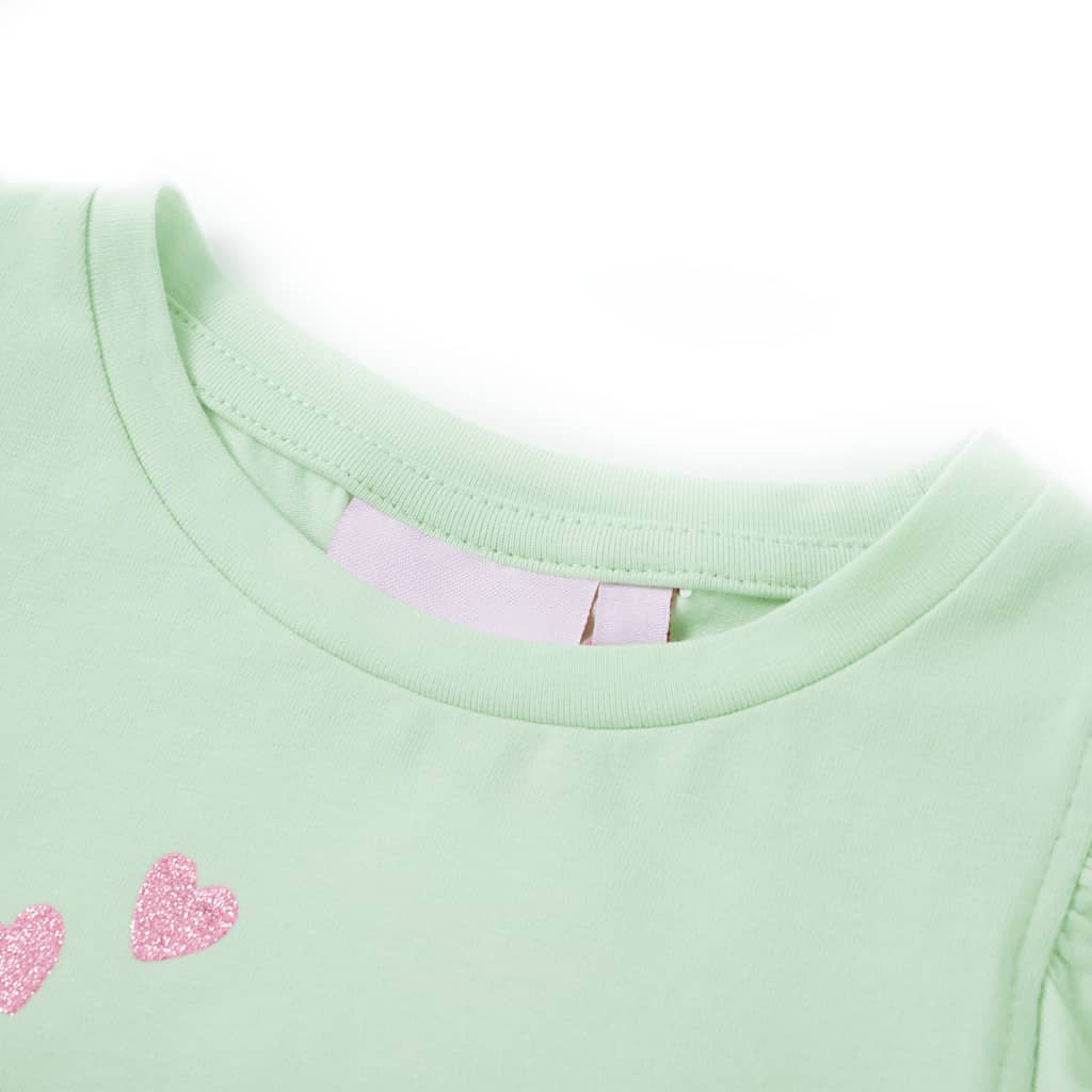 Kids' T-shirt with Ruffle Sleeves Soft Green 128