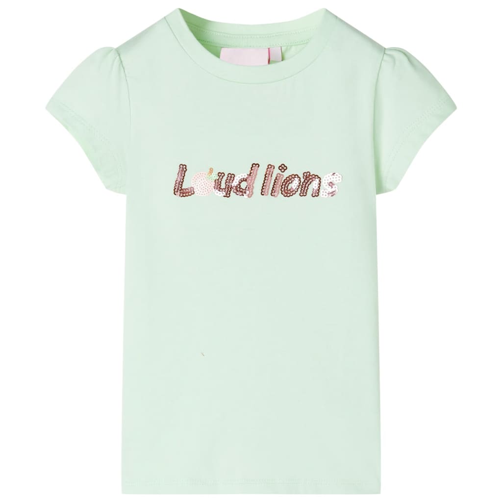 Kids' T-shirt with Cap Sleeves Soft Green 104