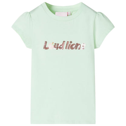 Kids' T-shirt with Cap Sleeves Soft Green 104