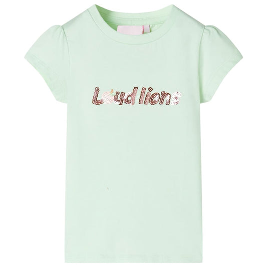 Kids' T-shirt with Cap Sleeves Soft Green 116