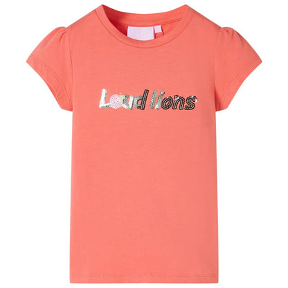 Kids' T-shirt with Cap Sleeves Coral 116