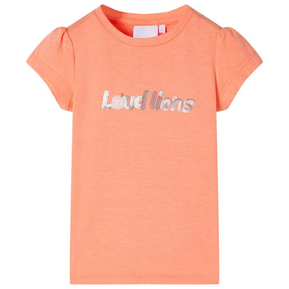 Kids' T-shirt with Cap Sleeves Neon Orange 104