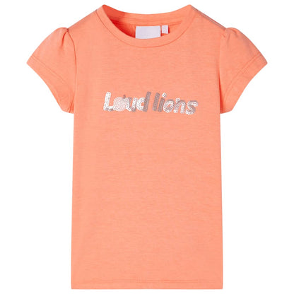 Kids' T-shirt with Cap Sleeves Neon Orange 116