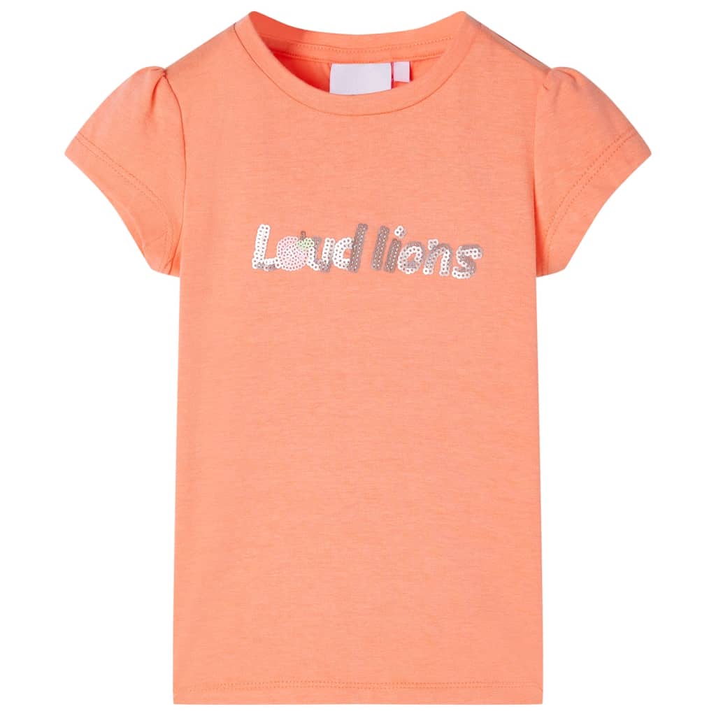 Kids' T-shirt with Cap Sleeves Neon Orange 128