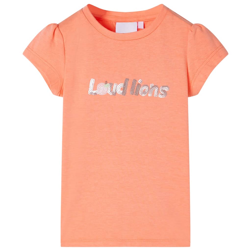 Kids' T-shirt with Cap Sleeves Neon Orange 140