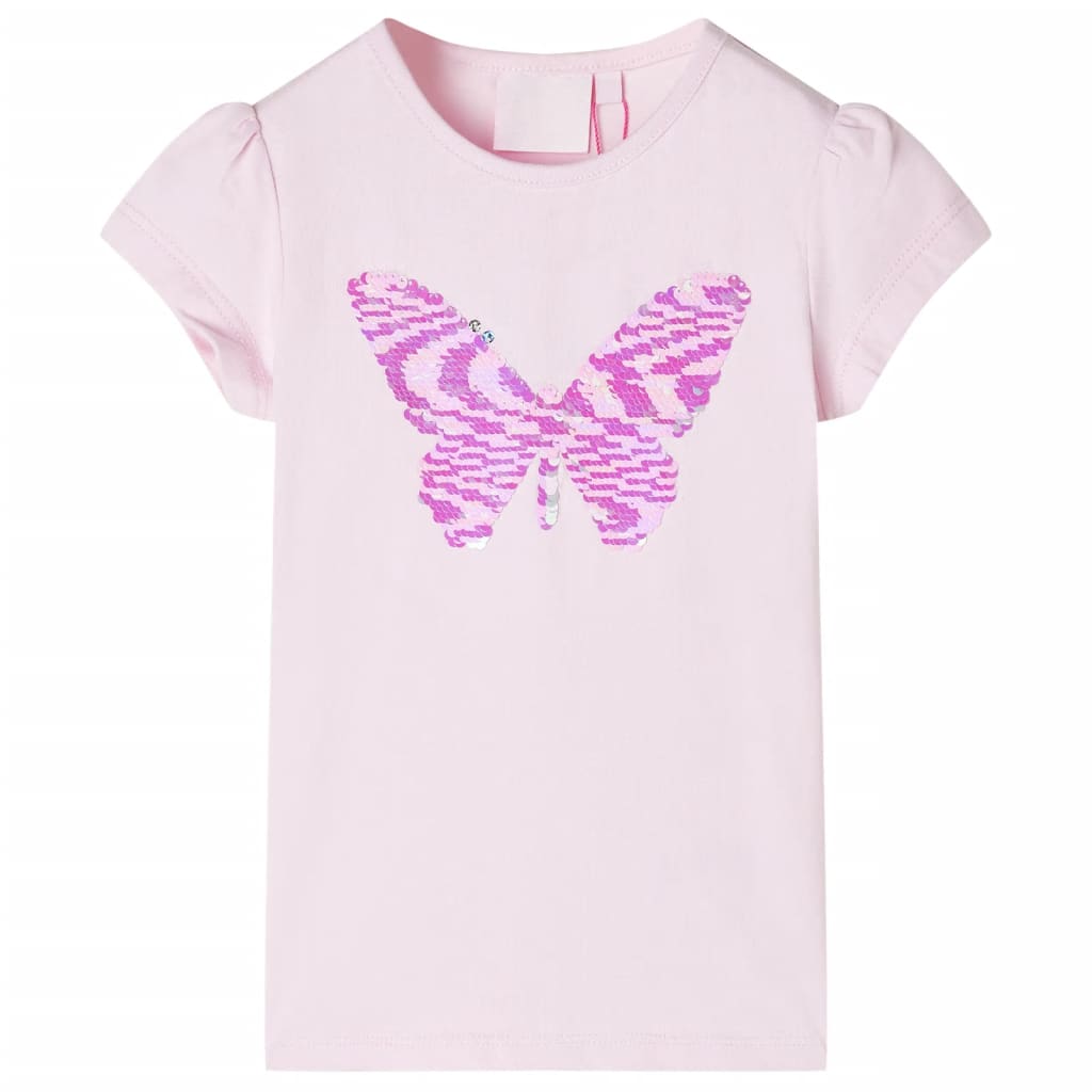 Kids' T-shirt with Cap Sleeves Soft Pink 140