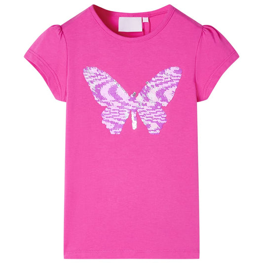 Kids' T-shirt with Cap Sleeves Dark Pink 104