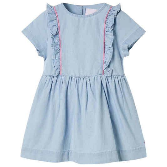 Kids' Dress with Ruffles Soft Blue 116