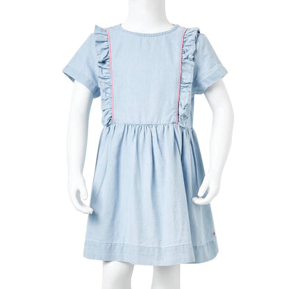 Kids' Dress with Ruffles Soft Blue 116