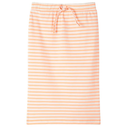 Kids' Straight Skirt with Stripes Fluorescent Orange 128