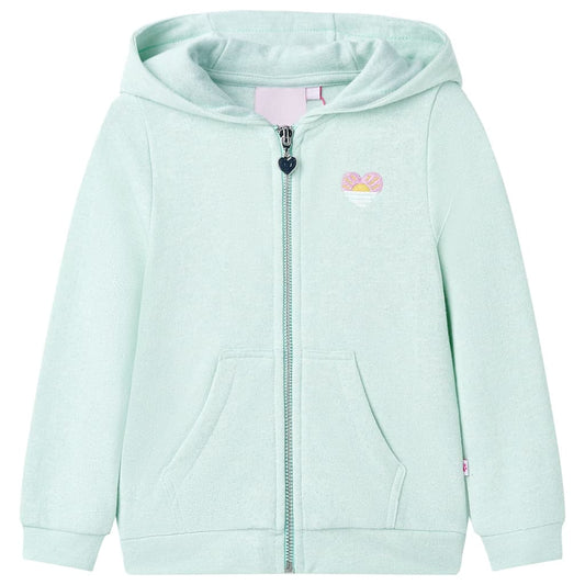 Kids' Hooded Sweatshirt with Zip Light Mint Mix 104