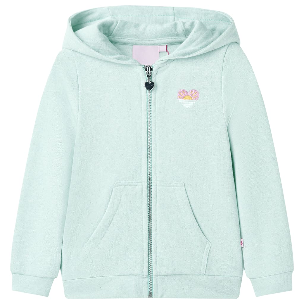 Kids' Hooded Sweatshirt with Zip Light Mint Mix 128