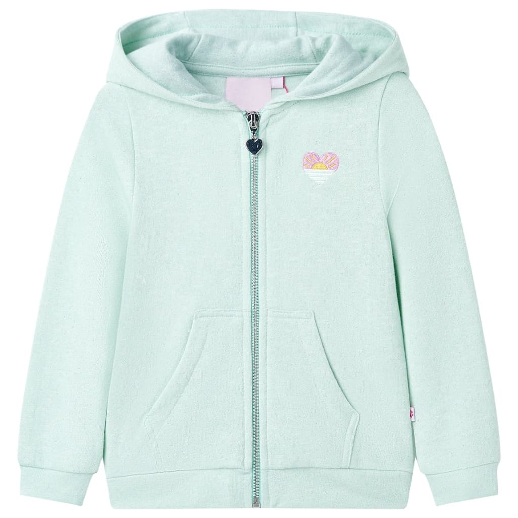 Kids' Hooded Sweatshirt with Zip Light Mint Mix 140