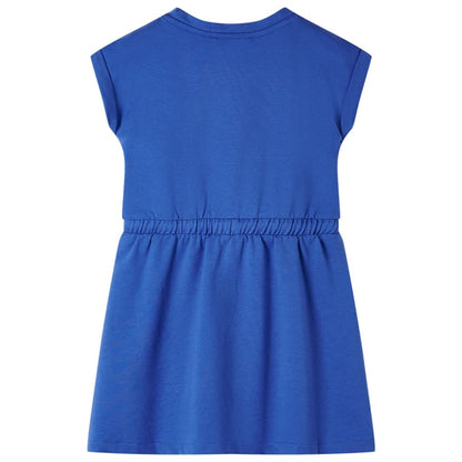 Kids' Dress with Drawstring Cobalt Blue 140