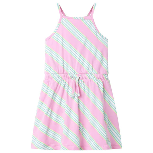 Kids' Dress with Drawstring Sleeveless Pink 104