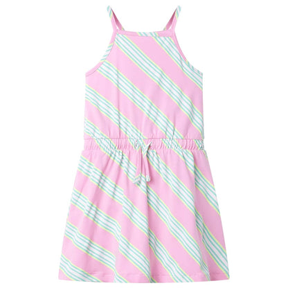 Kids' Dress with Drawstring Sleeveless Pink 140