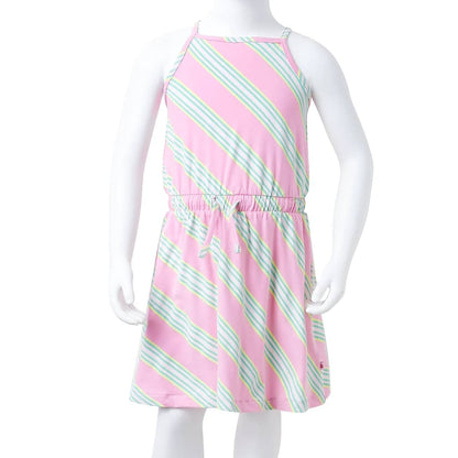 Kids' Dress with Drawstring Sleeveless Pink 140