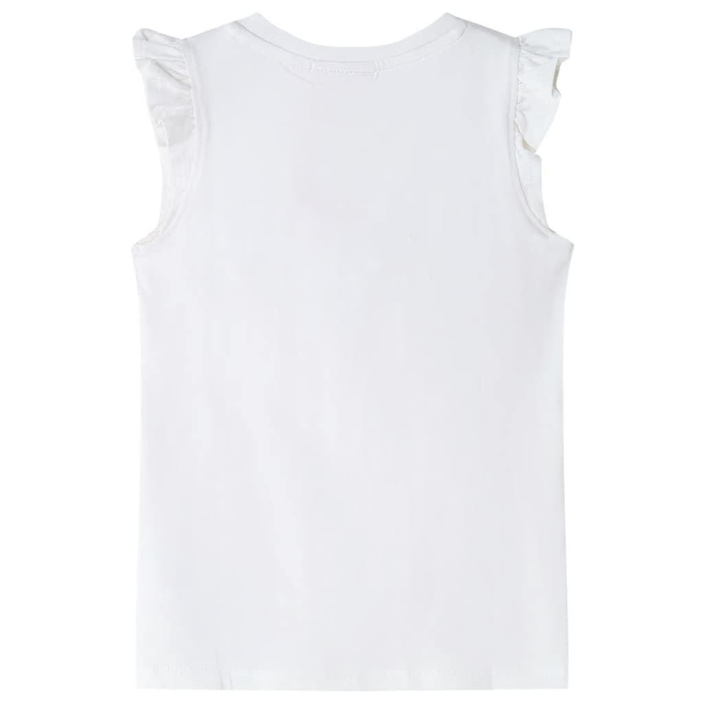 Kids' T-shirt with Ruffle Sleeves Ecru 140