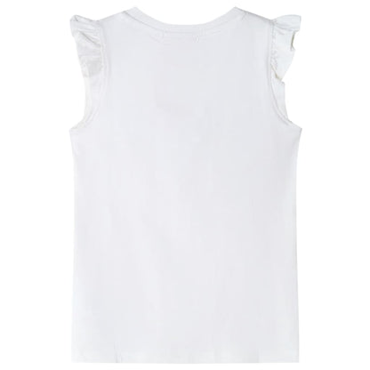 Kids' T-shirt with Ruffle Sleeves Ecru 140