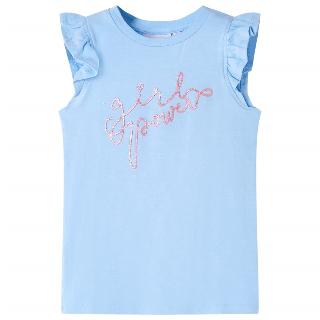 Kids' T-shirt with Ruffle Sleeves Light Blue 92