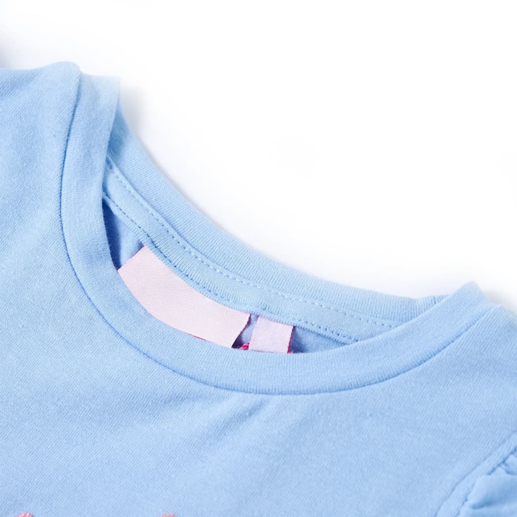 Kids' T-shirt with Ruffle Sleeves Light Blue 104