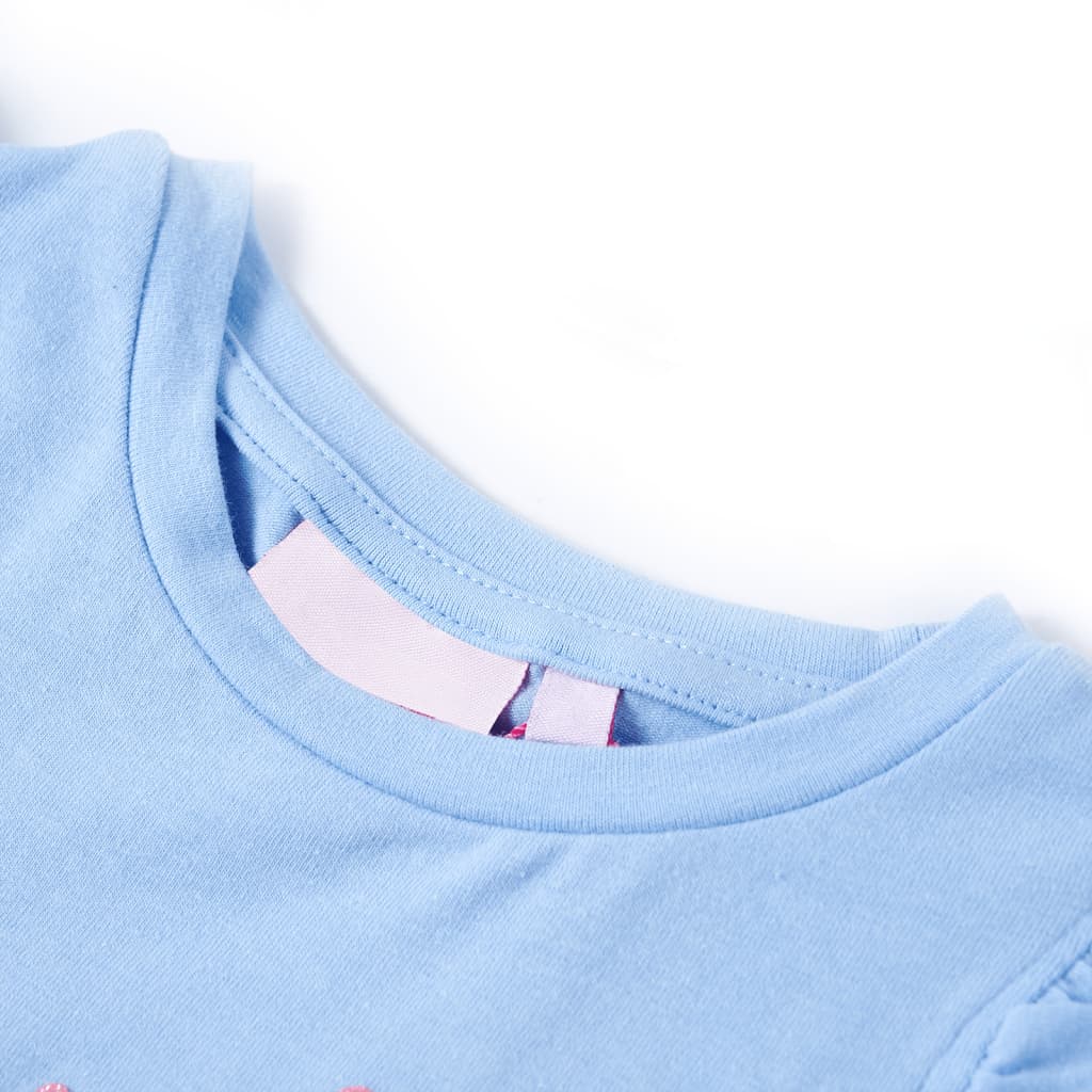 Kids' T-shirt with Ruffle Sleeves Light Blue 128